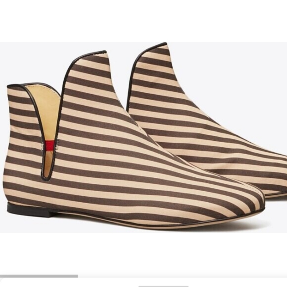 Tory Burch Claire McCardell Striped Slip On Textile Boot Size 7 Unique Retro